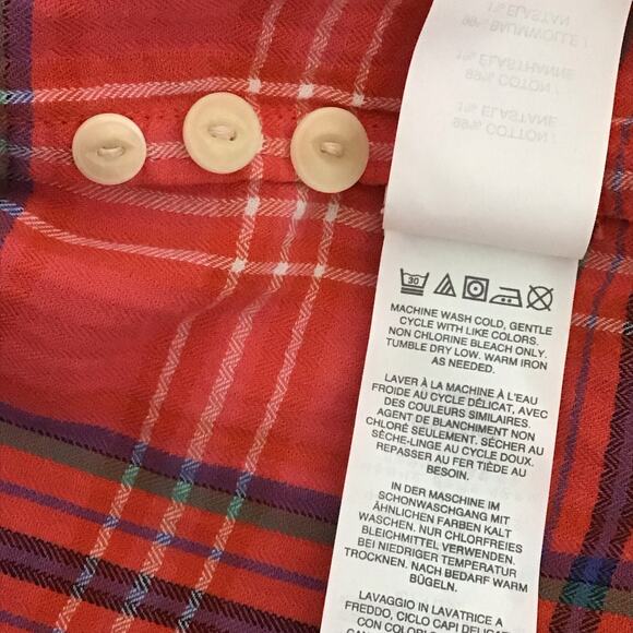 J. Crew Boy Fit Shirt Red Scotch Tartan Plaid Button Up Down Top Western sz 8 - Picture 6 of 11